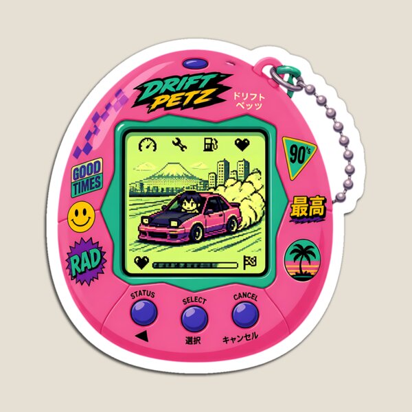 Item preview, Retro 90s Digital Pet Tamagotchi Chibi Drift Car designed and sold by MUGEN WORKS.