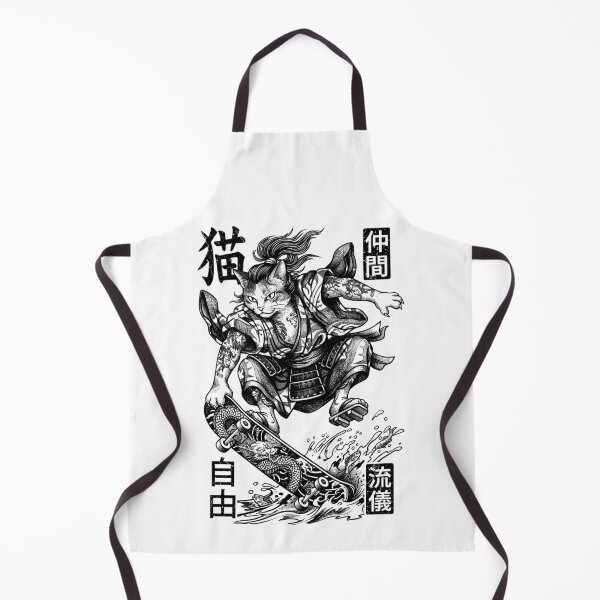 Item preview, Cat Skateboarder Samurai Skateboarding Cats Kanji designed and sold by GrandeDuc.