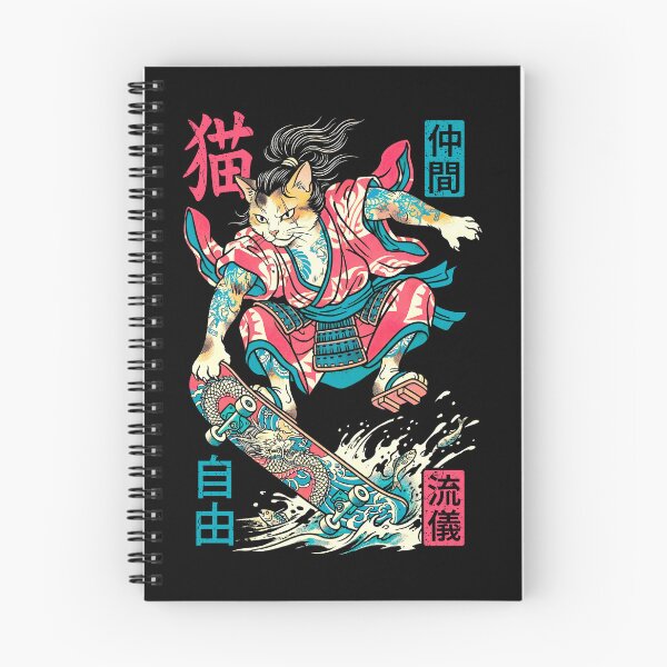 Item preview, Cat Skateboarder Samurai Skateboarding Cats Kanji designed and sold by GrandeDuc.