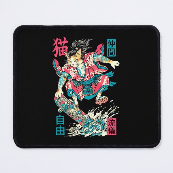Item preview, Cat Skateboarder Samurai Skateboarding Cats Kanji designed and sold by GrandeDuc.