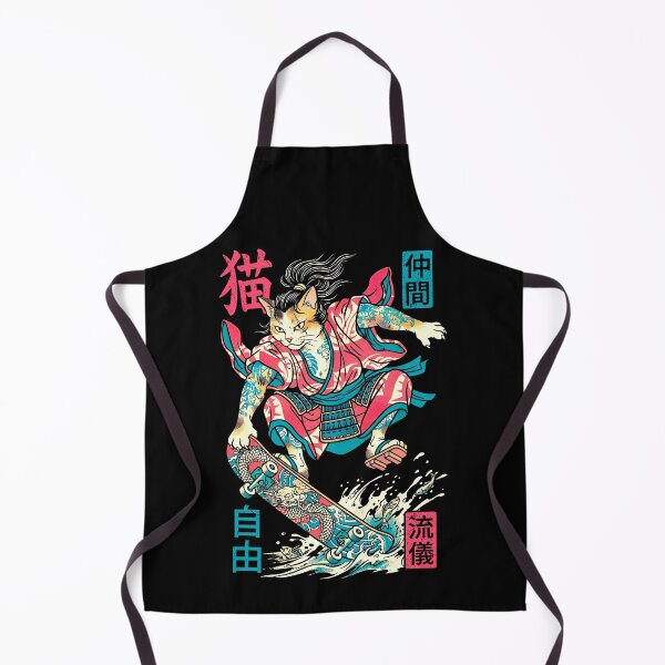 Item preview, Cat Skateboarder Samurai Skateboarding Cats Kanji designed and sold by GrandeDuc.
