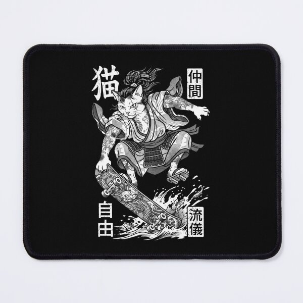 Item preview, Cat Skateboarder Samurai Skateboarding Cats Kanji designed and sold by GrandeDuc.