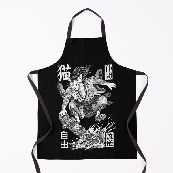 Item preview, Cat Skateboarder Samurai Skateboarding Cats Kanji designed and sold by GrandeDuc.