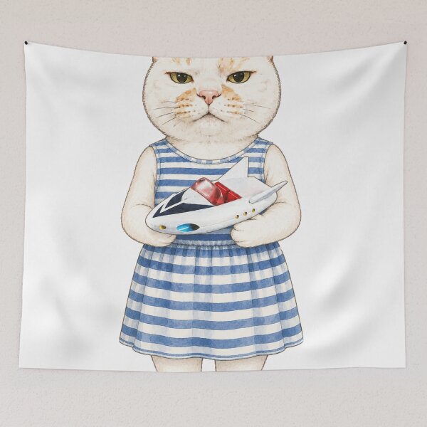 Item preview, Retro Cat with Sci-Fi Spaceship designed and sold by Komatoya.