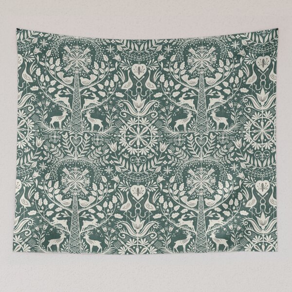Item preview, Lithiuanian Ethnic Traditional Nordic Folk Tree Heritage Dusty Teal designed and sold by RenattaZare.