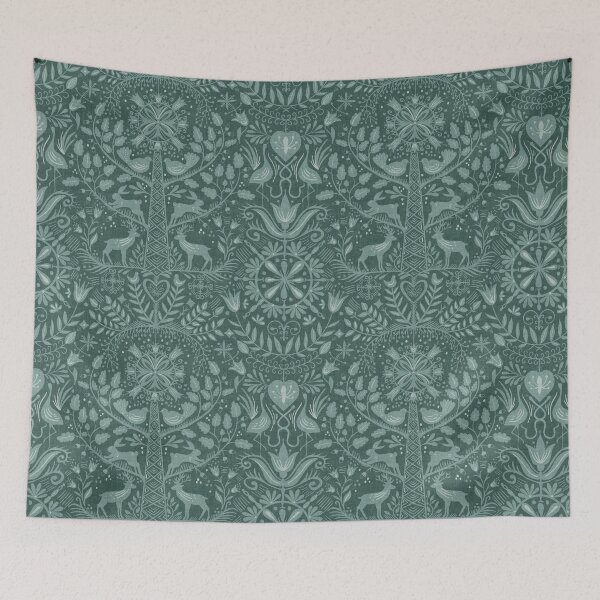 Item preview, Lithiuanian Ethnic Traditional Nordic Folk Tree Heritage Green Teal designed and sold by RenattaZare.