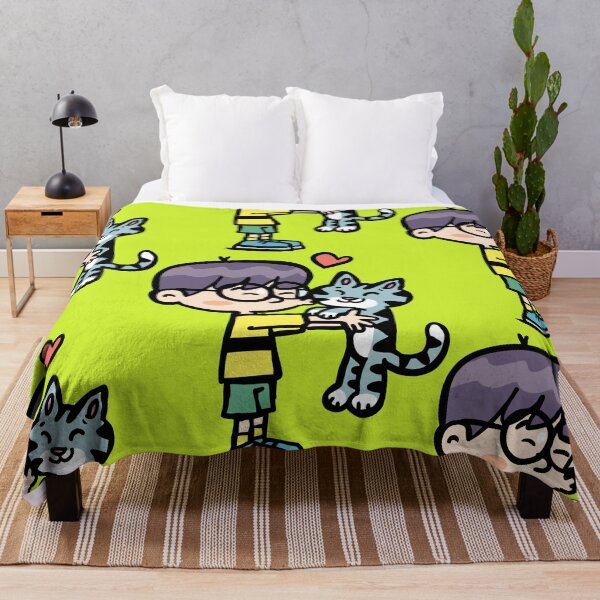Item preview, boy with glasses holds a cat and kisses with love designed and sold by duxpavlic.