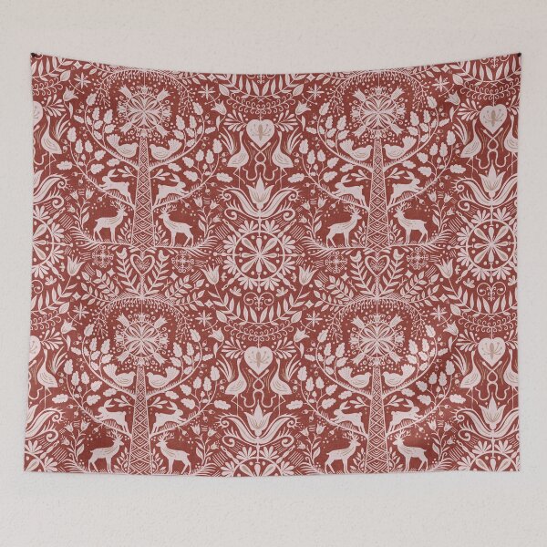 Item preview, Lithiuanian Ethnic Traditional Nordic Folk Tree Heritage Terracotta Red designed and sold by RenattaZare.