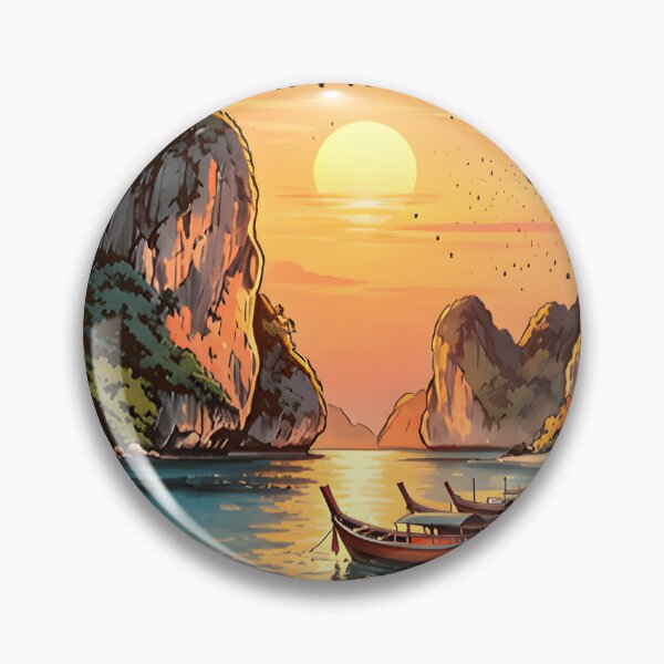 Item preview, Phi Phi Island Thailand Vintage Sunset Travel Art designed and sold by Spirit of Siam.