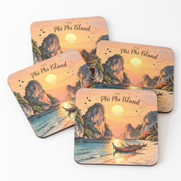 Item preview, Phi Phi Island Thailand Vintage Sunset Travel Art designed and sold by Spirit of Siam.