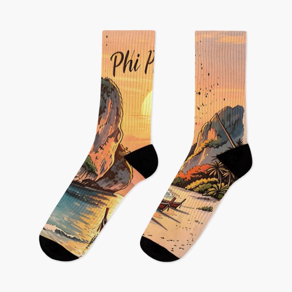 Item preview, Phi Phi Island Thailand Vintage Sunset Travel Art designed and sold by Spirit of Siam.