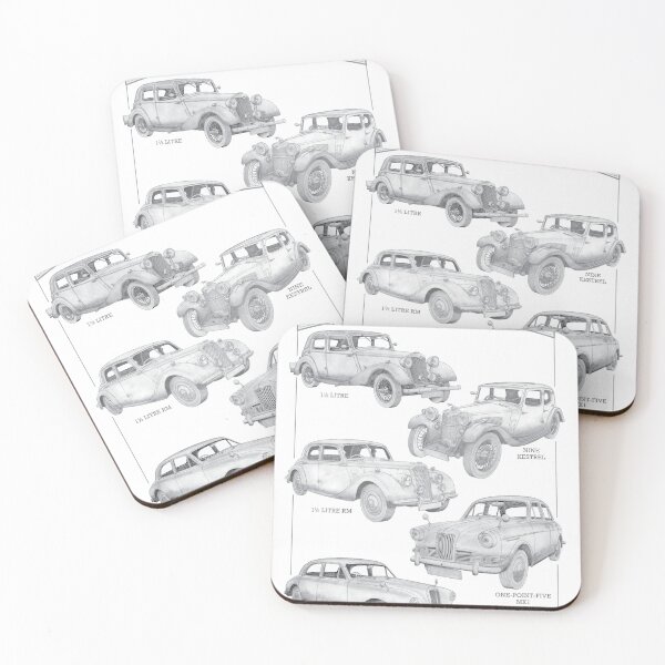 Item preview, Riley Cars - Five of the best hand-drawn designed and sold by Classic Car Art Drawings.