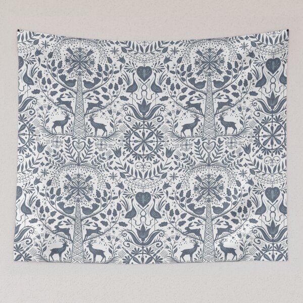 Item preview, Lithiuanian Ethnic Traditional Nordic Folk Tree Heritage Navy Blue designed and sold by RenattaZare.