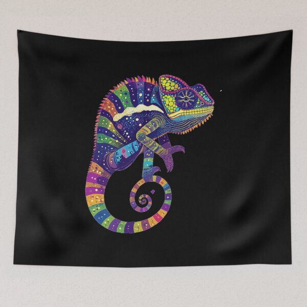 Item preview, Psychedelic Rainbow Chameleon | Colorful Cosmic Reptile Art designed and sold by AvalonMoss.