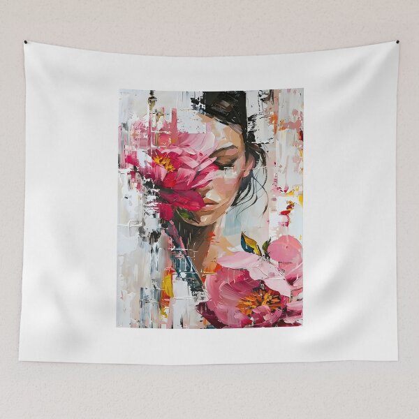 Item preview, unique design abstract pink flower art designed and sold by stikrusak.