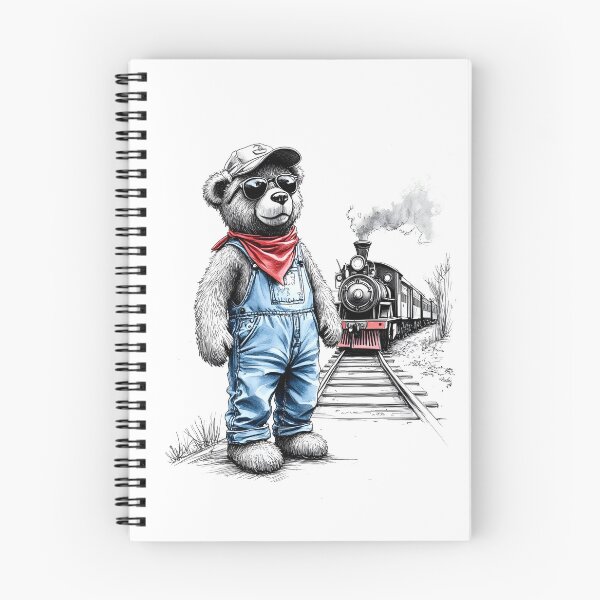 Item preview, Teddy Bear Train Driver with Steam Train Cartoon designed and sold by Museum Of Non-Existing Art.