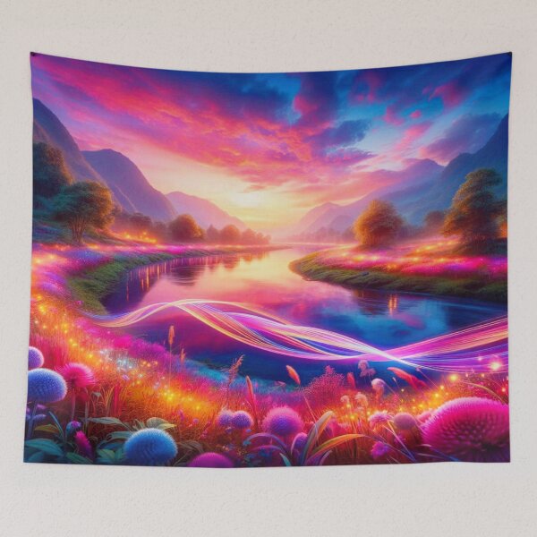 Item preview, Turner Inspired Neon Sunset River Valley Dreamscape designed and sold by FotoworldEdel.