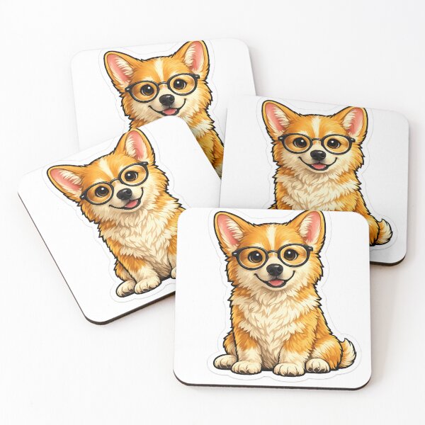 Item preview, Corgi with Glasses Sticker | Cute Pembroke Welsh Corgi Dog Illustration designed and sold by Skedart.