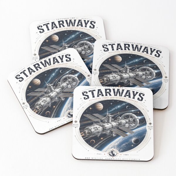 Item preview, Journey Through the Starways – Vintage Space Station Exploration T-Shirt Design designed and sold by Artisan Finds Online.