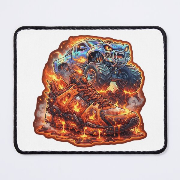 Item preview, Monster Truck Fire Fantasy Sneaker Sticker designed and sold by Imaginarium of Chaos falcon88 .