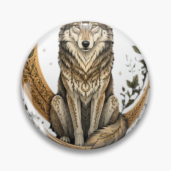 Item preview, Golden Wolf with Crescent Moon designed and sold by lstaford.