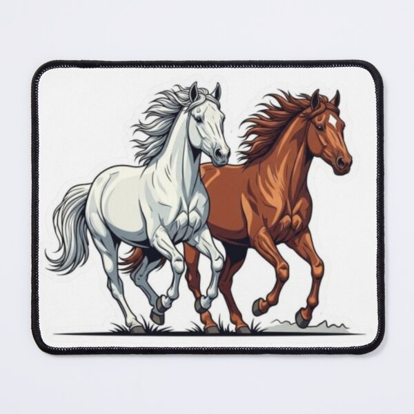 Item preview, Running Horses Sticker – White & Brown Horse Duo | Equestrian Art Decal designed and sold by PrintforDesign.