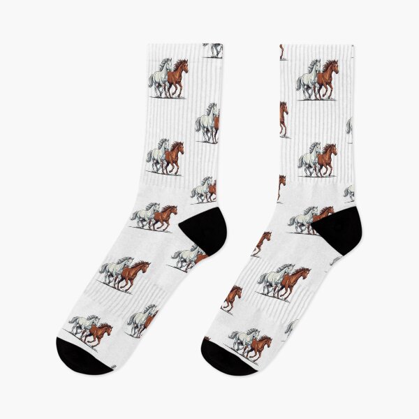 Item preview, Running Horses Sticker – White & Brown Horse Duo | Equestrian Art Decal designed and sold by PrintforDesign.