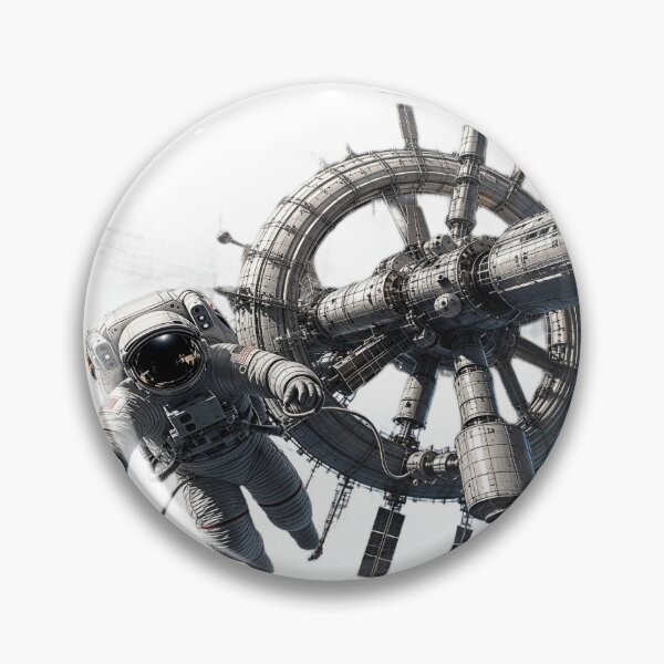 Item preview, Astronaut Above the Orbital Ring – Futuristic Space Station Exploration T-Shirt Design designed and sold by Artisan Finds Online.