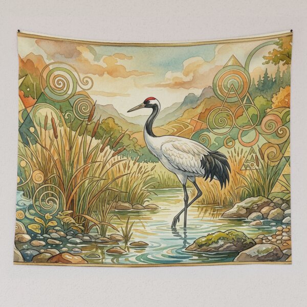Item preview, Crane in the flow of ornament designed and sold by Sigtrix.