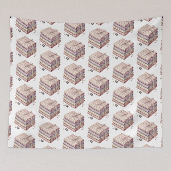 Item preview, Quilting Fabric Stack Sewing Room Illustration designed and sold by AillustriaAK.