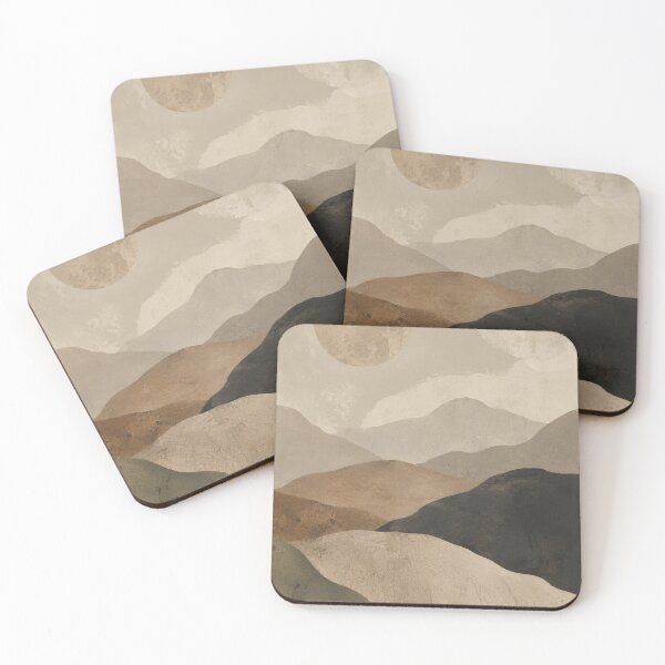 Item preview, Minimal Wabi Sabi Mountain Landscape with Layered Earth Tones and Quiet Sun designed and sold by Aryabek.