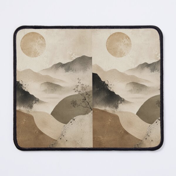 Item preview, Serene Wabi Sabi Mountain Vista with Misty Horizon and Botanical Accent designed and sold by Aryabek.