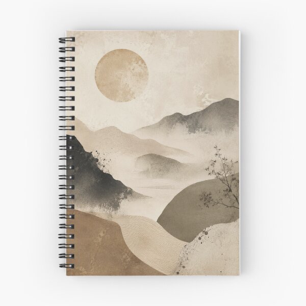 Item preview, Serene Wabi Sabi Mountain Vista with Misty Horizon and Botanical Accent designed and sold by Aryabek.