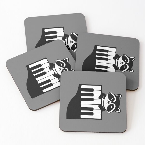 Item preview, Raccoon playing the piano designed and sold by InkRiot Studios.