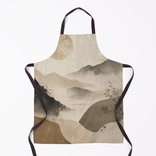 Item preview, Serene Wabi Sabi Mountain Vista with Misty Horizon and Botanical Accent designed and sold by Aryabek.