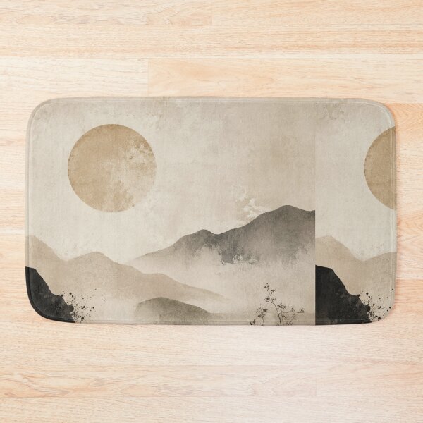 Item preview, Serene Wabi Sabi Mountain Vista with Misty Horizon and Botanical Accent designed and sold by Aryabek.