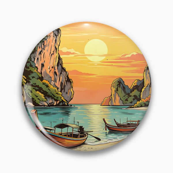 Item preview, RAILAY BEACH  Thailand Vintage Sunset Travel Art designed and sold by Spirit of Siam.