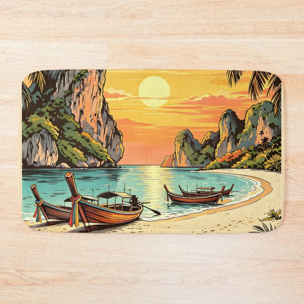 Item preview, RAILAY BEACH  Thailand Vintage Sunset Travel Art designed and sold by Spirit of Siam.