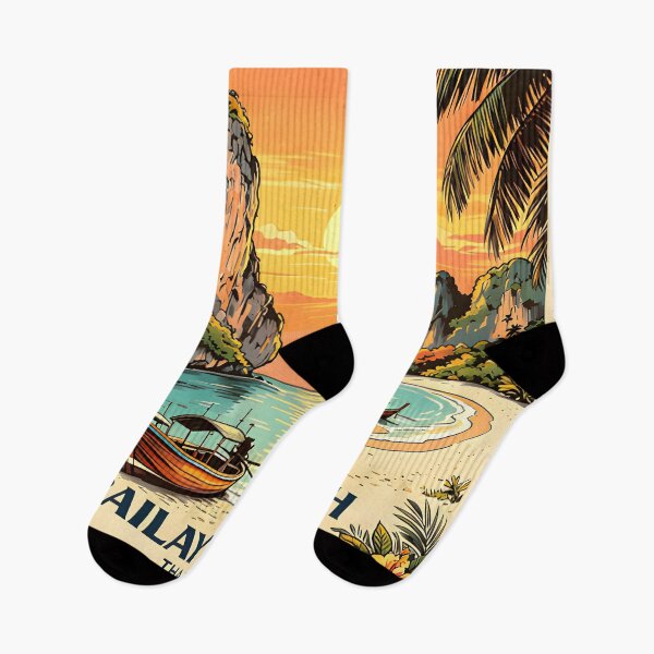 Item preview, RAILAY BEACH  Thailand Vintage Sunset Travel Art designed and sold by Spirit of Siam.