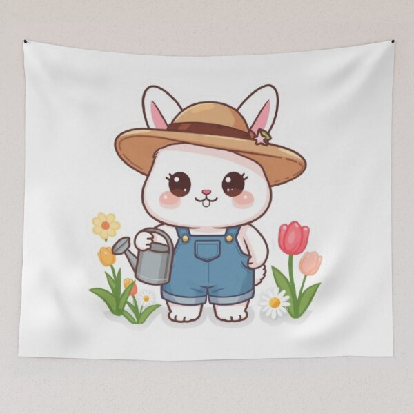 Item preview, Cute Gardening Bunny Kawaii Sticker | Adorable Flower Rabbit designed and sold by Stylestickers55.