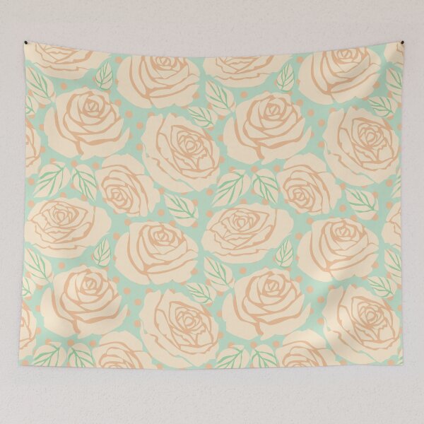 Item preview, Cream Roses on Light Green designed and sold by Indra's Net.