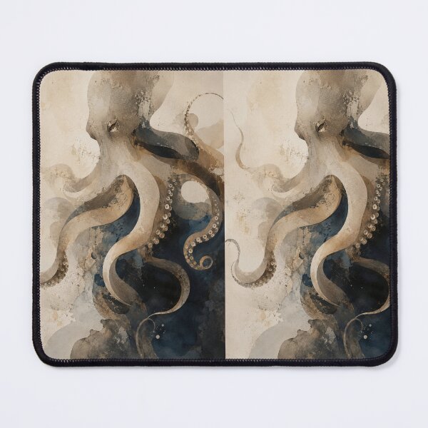 Item preview, Elegant Wabi Sabi Octopus with Deep Ocean Palette and Organic Flowing Forms designed and sold by Aryabek.