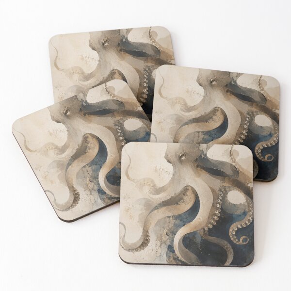Item preview, Elegant Wabi Sabi Octopus with Deep Ocean Palette and Organic Flowing Forms designed and sold by Aryabek.