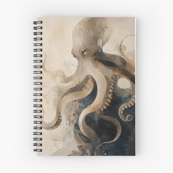 Item preview, Elegant Wabi Sabi Octopus with Deep Ocean Palette and Organic Flowing Forms designed and sold by Aryabek.