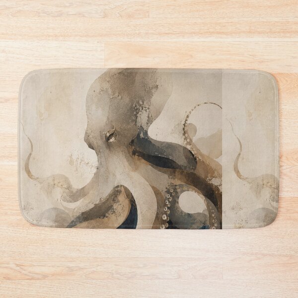 Item preview, Elegant Wabi Sabi Octopus with Deep Ocean Palette and Organic Flowing Forms designed and sold by Aryabek.