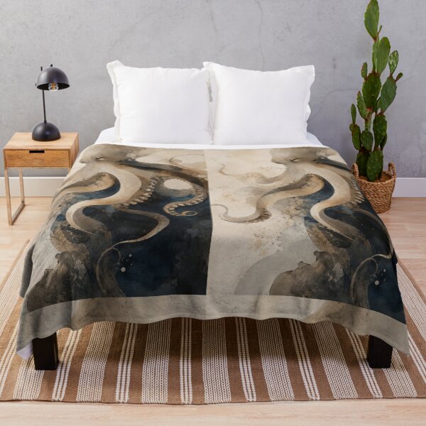 Item preview, Elegant Wabi Sabi Octopus with Deep Ocean Palette and Organic Flowing Forms designed and sold by Aryabek.