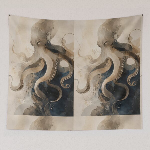 Item preview, Elegant Wabi Sabi Octopus with Deep Ocean Palette and Organic Flowing Forms designed and sold by Aryabek.