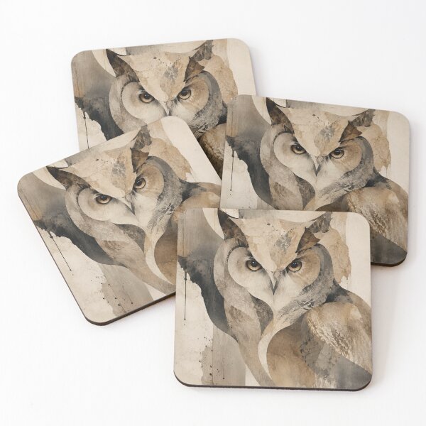 Item preview, Majestic Wabi Sabi Owl Portrait with Earth Tone Textures and Quiet Presence designed and sold by Aryabek.