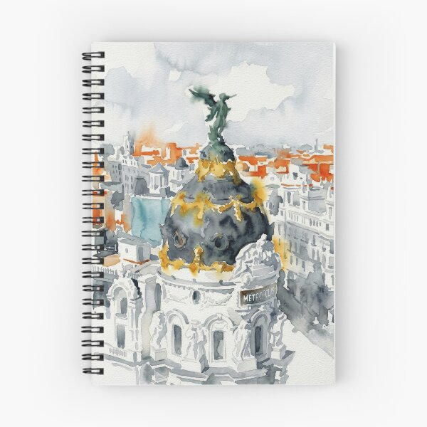 Item preview, Edificio Metropolis Madrid Watercolor, Golden Dome Cityscape designed and sold by caracatita75.