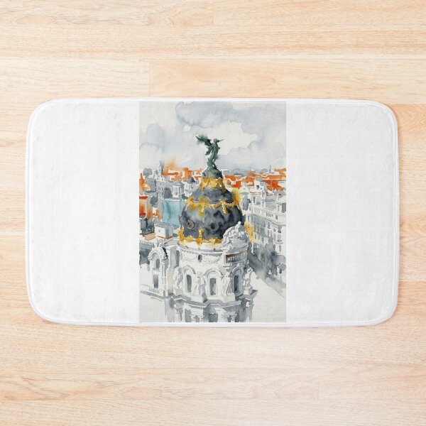 Item preview, Edificio Metropolis Madrid Watercolor, Golden Dome Cityscape designed and sold by caracatita75.